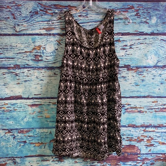 5 for $25 - Divided Black and White Abstract Print Sundress - Picture 2 of 6